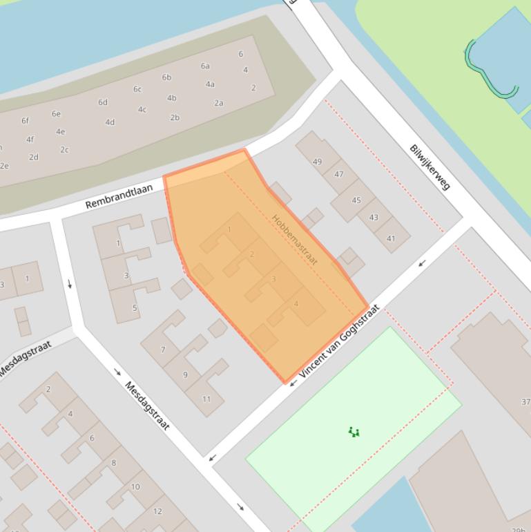 Kaart van postcodegebied 2821VJ.