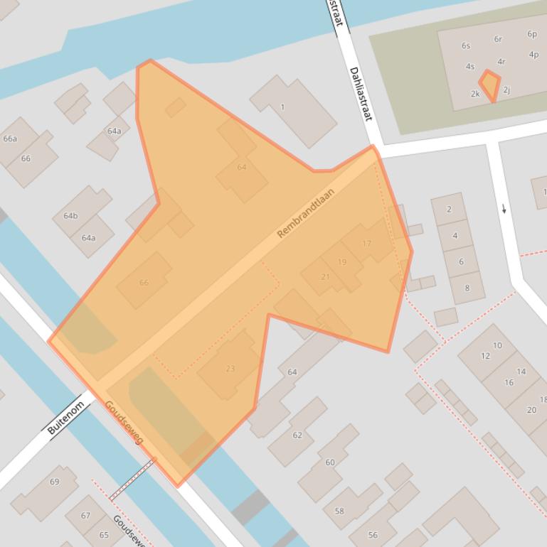 Kaart van postcodegebied 2821VL.