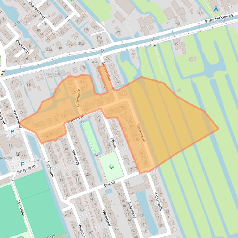 Kaart van postcodegebied 2821ZN.
