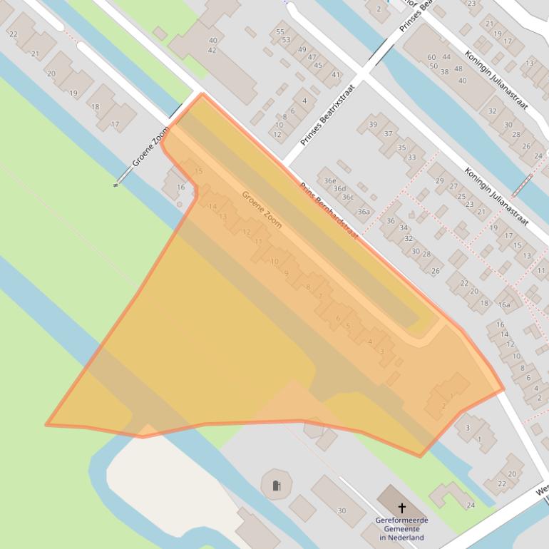 Kaart van postcodegebied 2825BA.