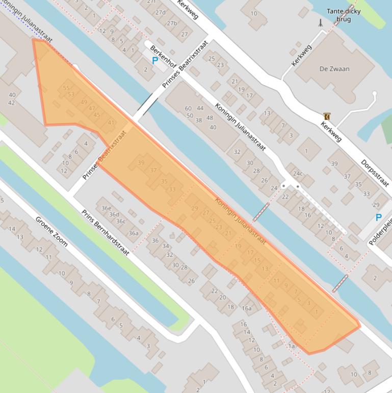 Kaart van postcodegebied 2825BJ.