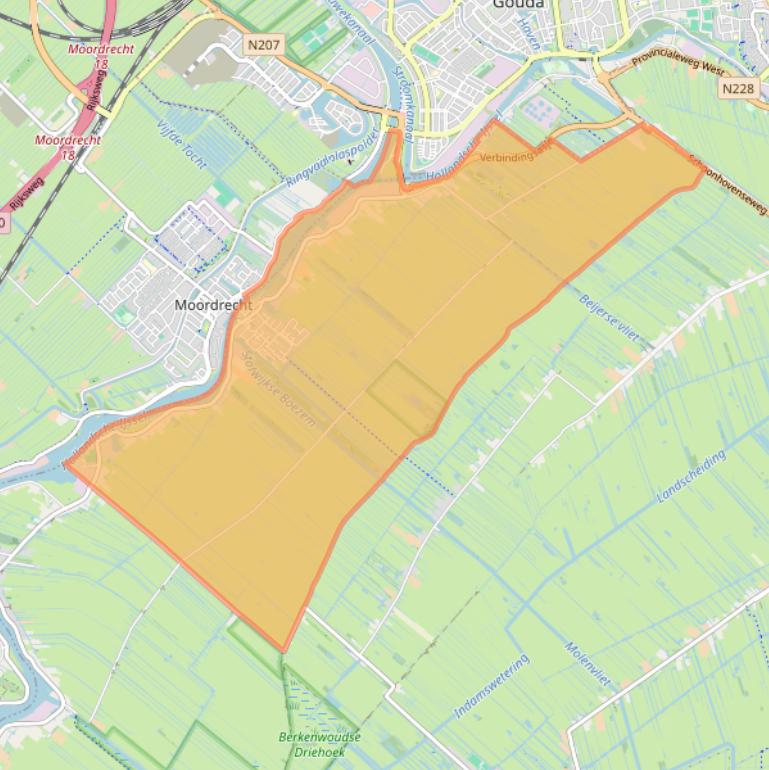 Kaart van postcodegebied 2831.