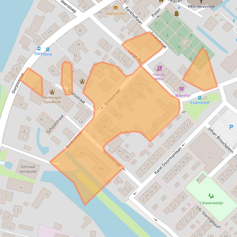 Kaart van postcodegebied 2831AG.