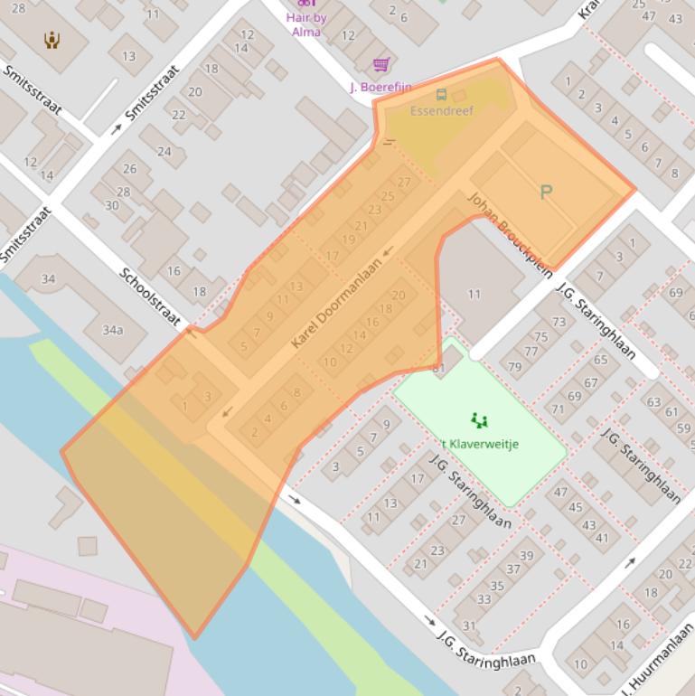 Kaart van postcodegebied 2831AJ.