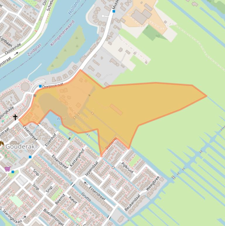 Kaart van postcodegebied 2831AT.