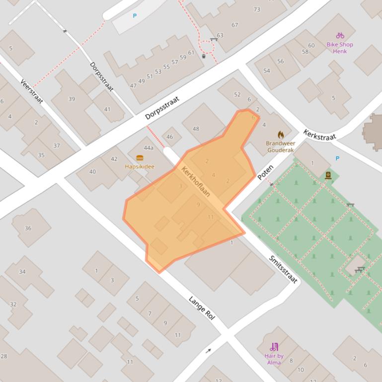 Kaart van postcodegebied 2831AV.