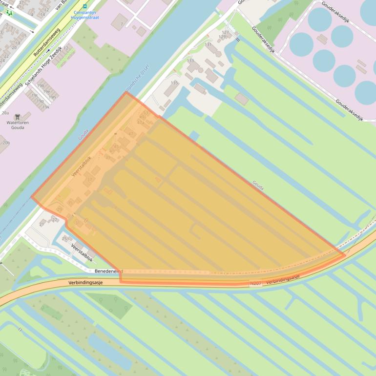 Kaart van postcodegebied 2831BT.