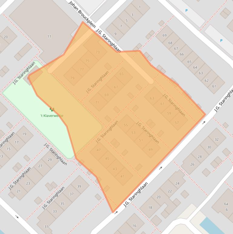 Kaart van postcodegebied 2831XB.