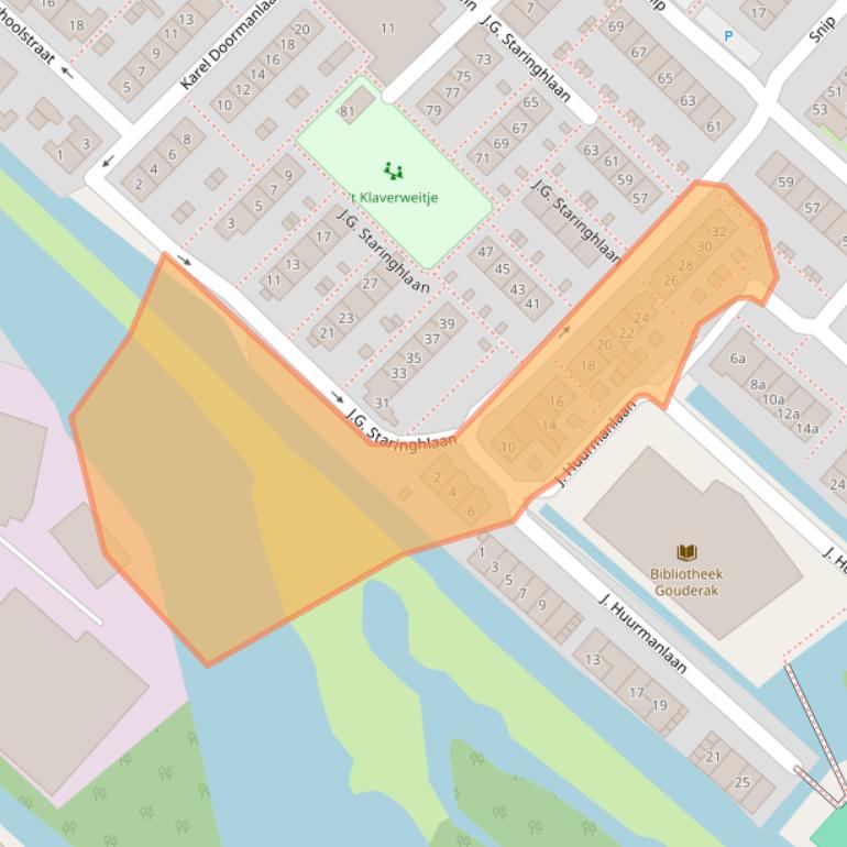 Kaart van postcodegebied 2831XC.