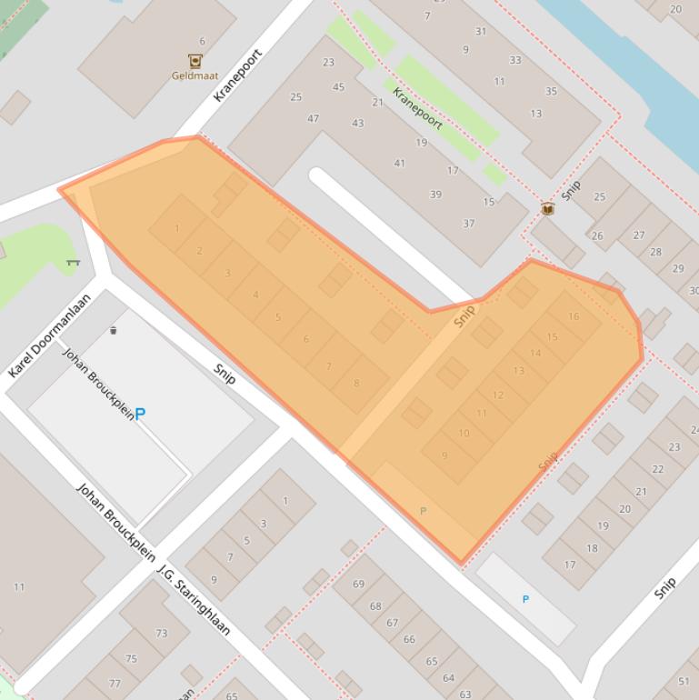 Kaart van postcodegebied 2831XD.