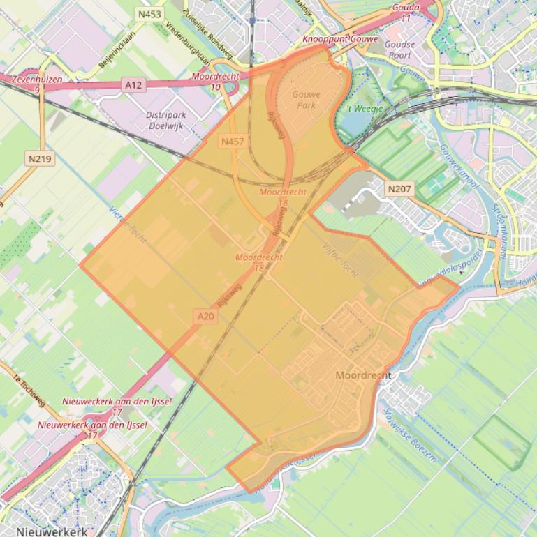 Kaart van postcodegebied 2841.