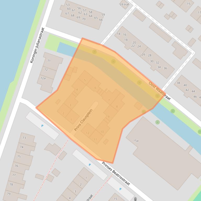 Kaart van postcodegebied 2841BE.