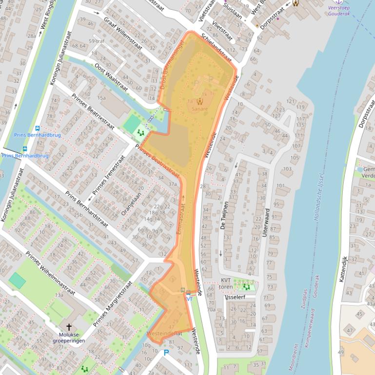 Kaart van postcodegebied 2841BN.