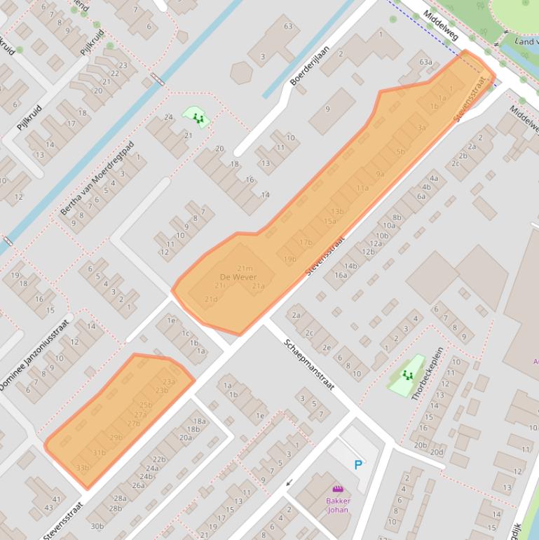 Kaart van postcodegebied 2841CR.