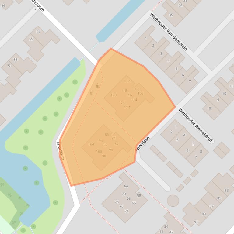 Kaart van postcodegebied 2841ED.