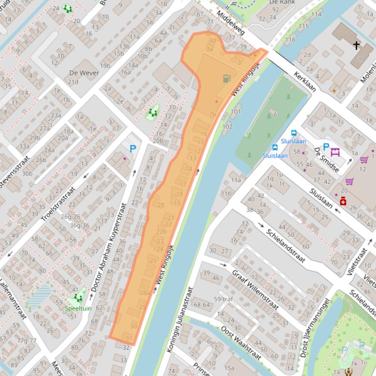 Kaart van postcodegebied 2841LV.