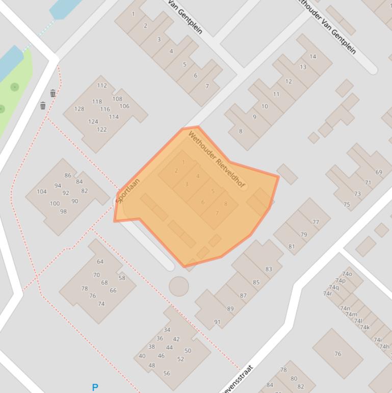 Kaart van postcodegebied 2841SH.