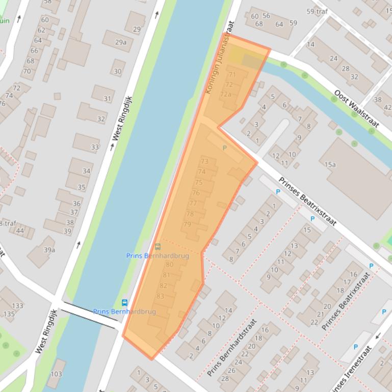 Kaart van postcodegebied 2841VP.