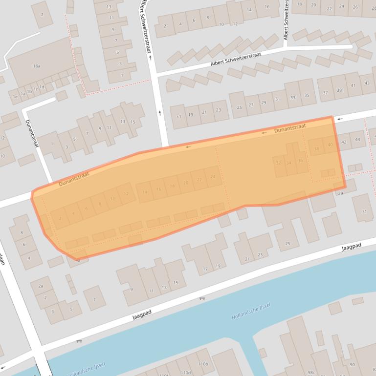 Kaart van postcodegebied 2851BZ.
