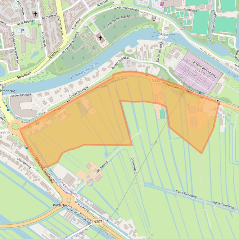 Kaart van postcodegebied 2851EK.