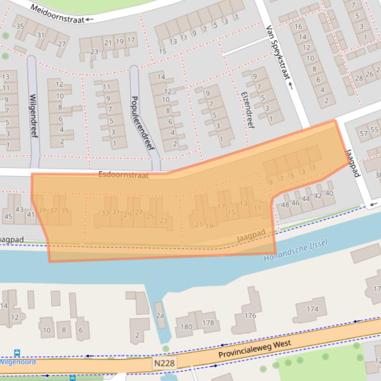 Kaart van postcodegebied 2851TJ.
