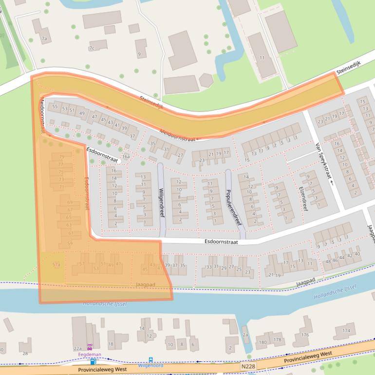 Kaart van postcodegebied 2851TK.