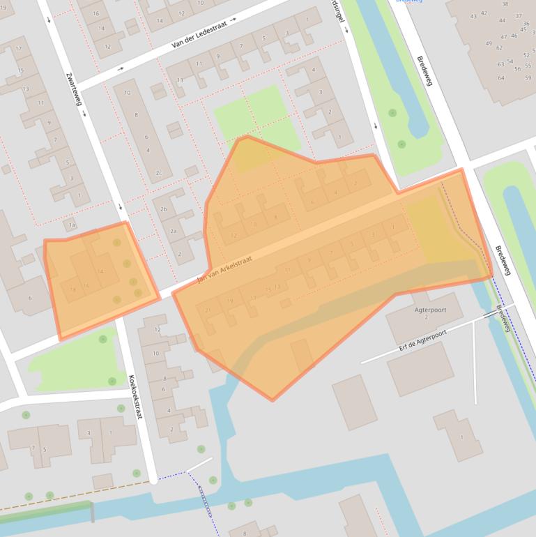 Kaart van postcodegebied 2851VD.