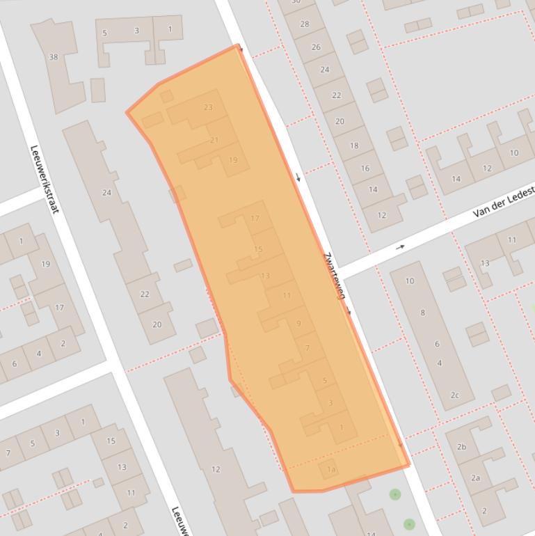 Kaart van postcodegebied 2851VG.