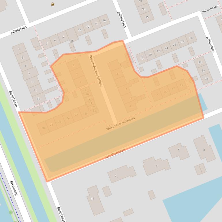 Kaart van postcodegebied 2851XG.