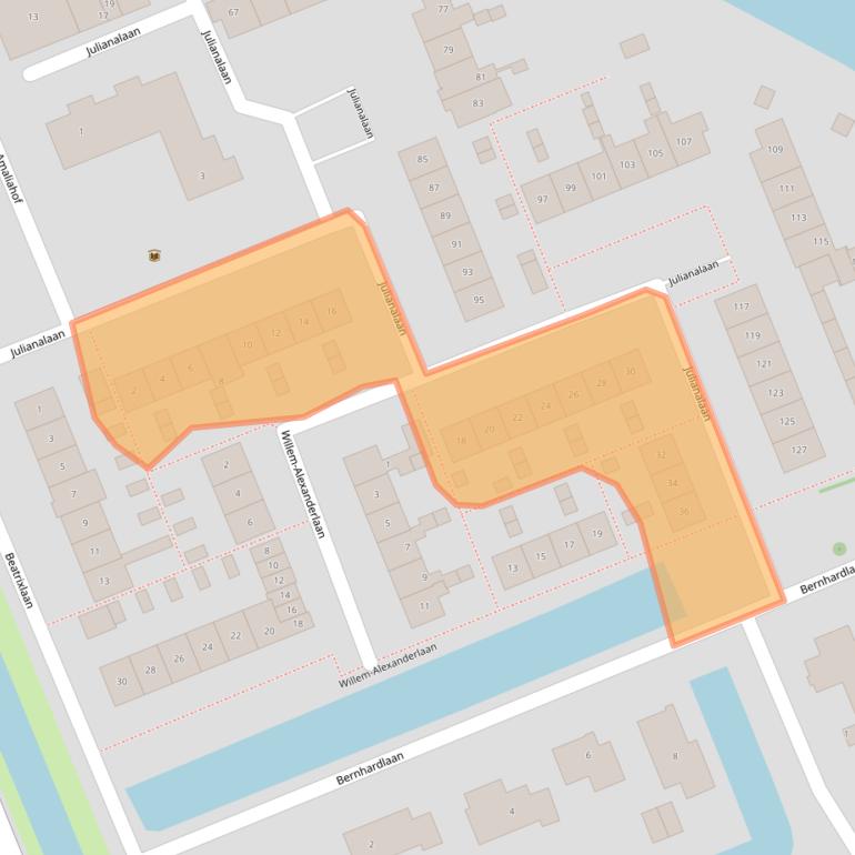 Kaart van postcodegebied 2851XK.