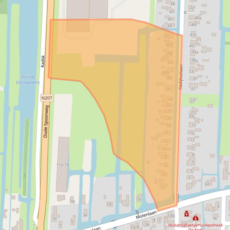 Kaart van postcodegebied 2861CJ.