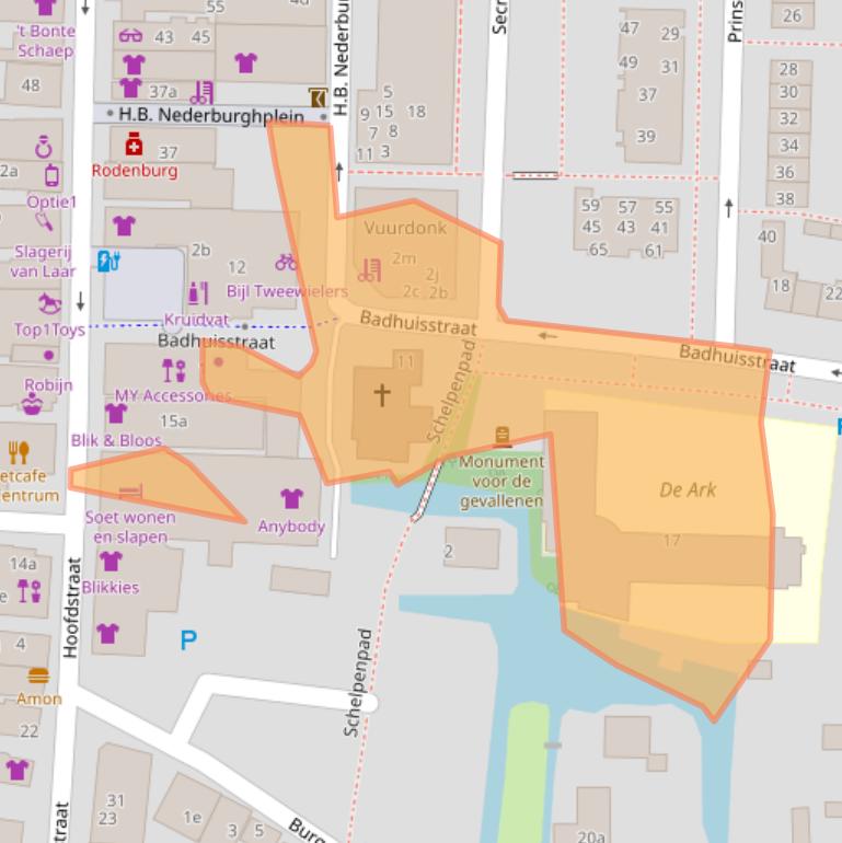 Kaart van postcodegebied 2861XT.