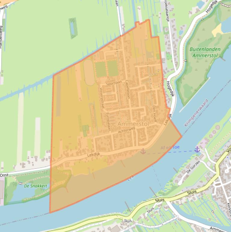 Kaart van postcodegebied 2865.