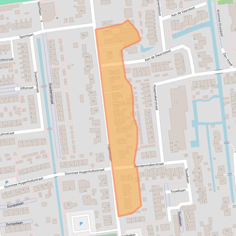 Kaart van postcodegebied 2865AA.