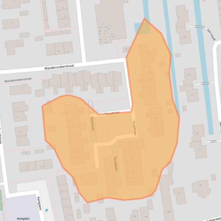 Kaart van postcodegebied 2865AT.