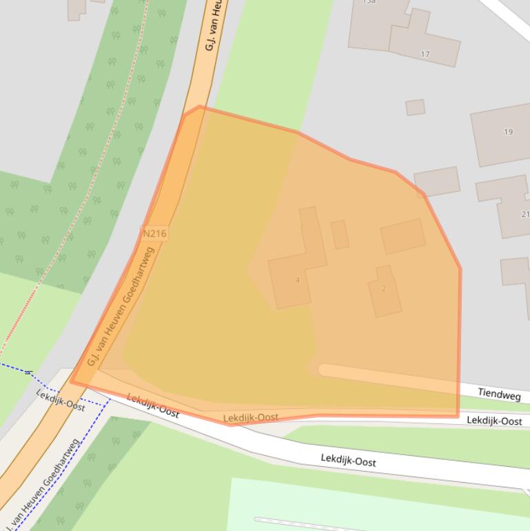 Kaart van postcodegebied 2871AB.