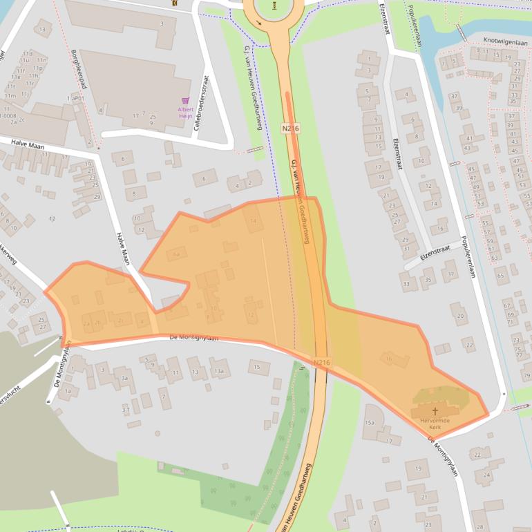 Kaart van postcodegebied 2871AH.