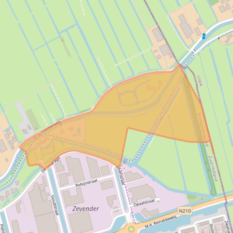 Kaart van postcodegebied 2871AT.