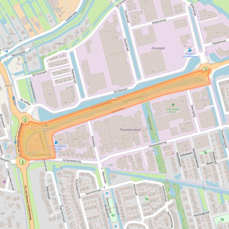 Kaart van postcodegebied 2871AZ.