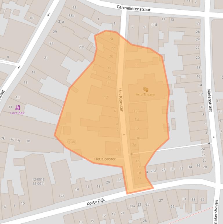 Kaart van postcodegebied 2871BJ.