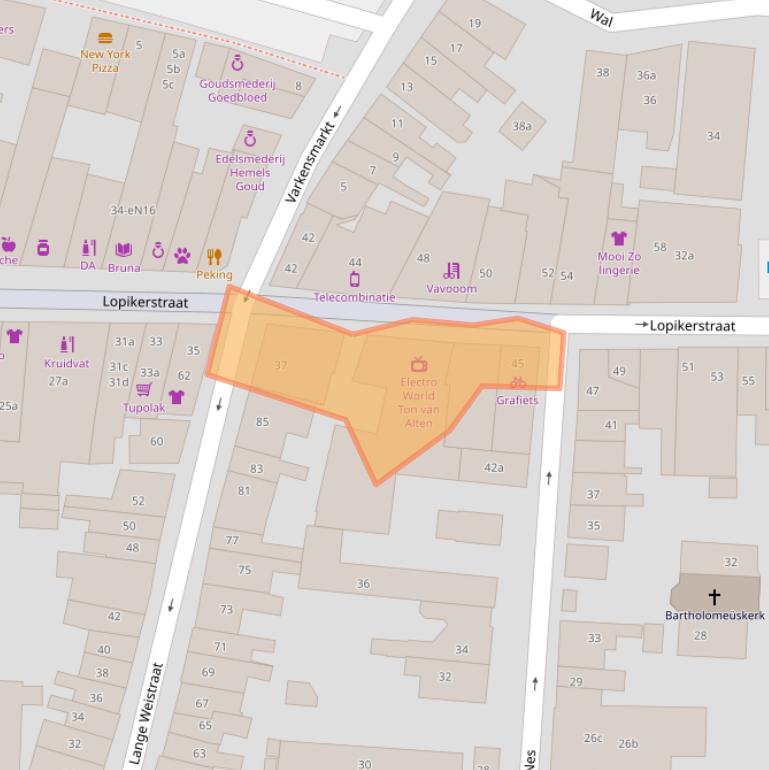 Kaart van postcodegebied 2871BV.