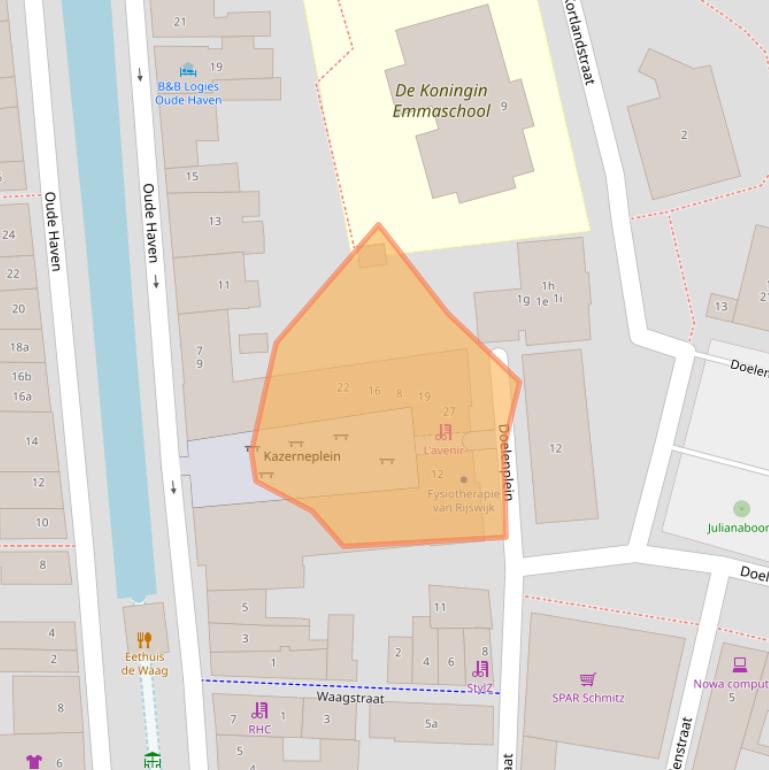 Kaart van postcodegebied 2871CZ.