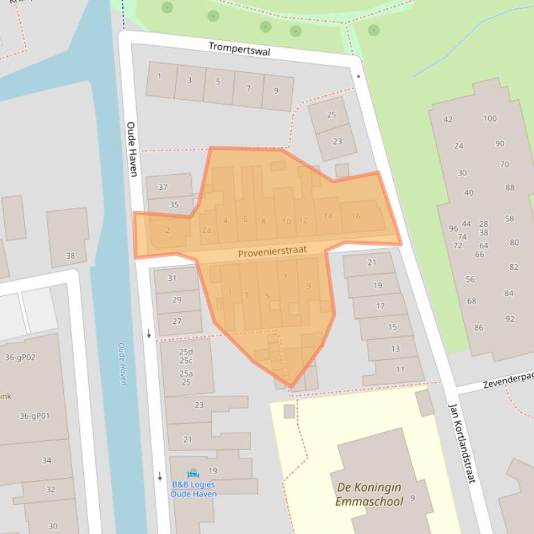 Kaart van postcodegebied 2871DE.