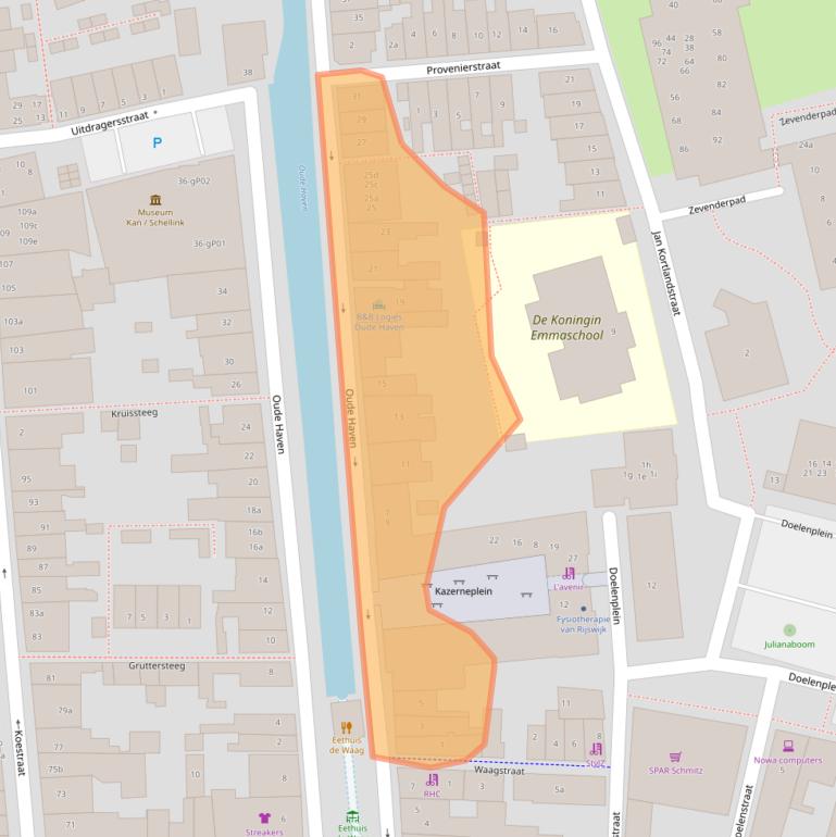 Kaart van postcodegebied 2871DG.