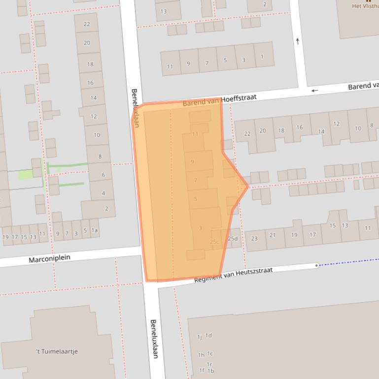 Kaart van postcodegebied 2871HB.