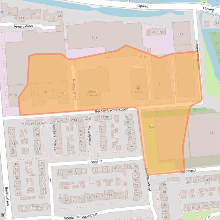 Kaart van postcodegebied 2871JB.