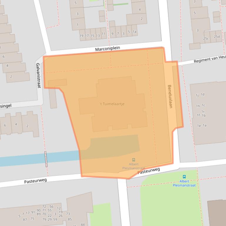 Kaart van postcodegebied 2871JG.