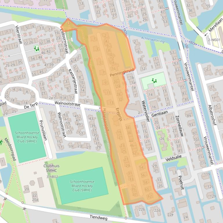 Kaart van postcodegebied 2871MZ.