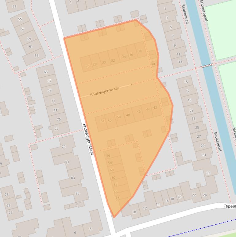 Kaart van postcodegebied 2871RC.