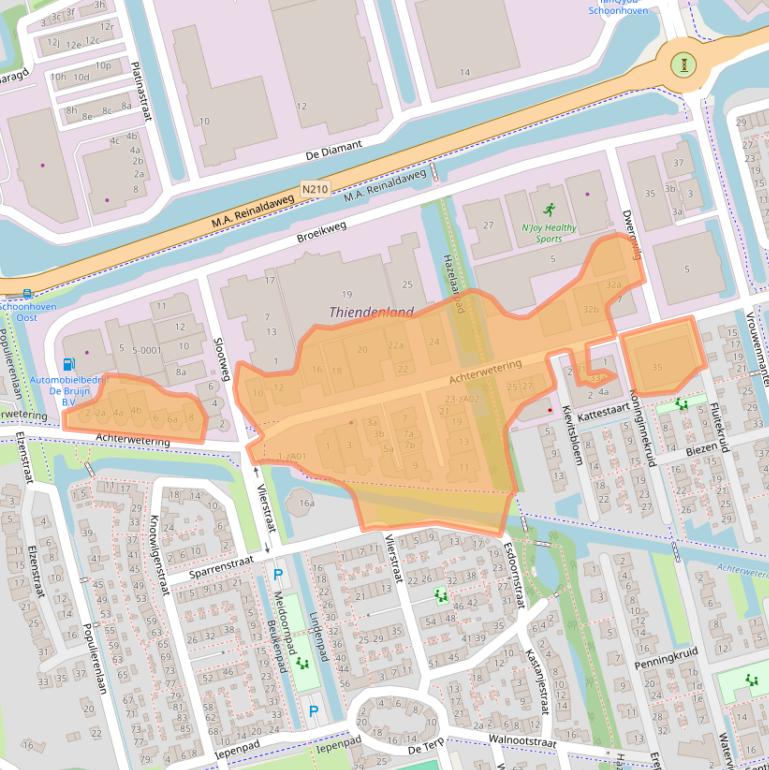 Kaart van postcodegebied 2871RK.